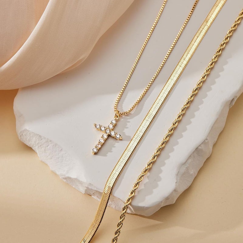 Poxtex Cross Necklace for Women Girls, Dainty 14K Gold Silver Plated Cross Choker Pendant Jewelry Non Tarnish Waterproof Trendy Cute Simple Small Necklace Easter Christian Baptism Religious Faith Jewelry Gifts - Image 5